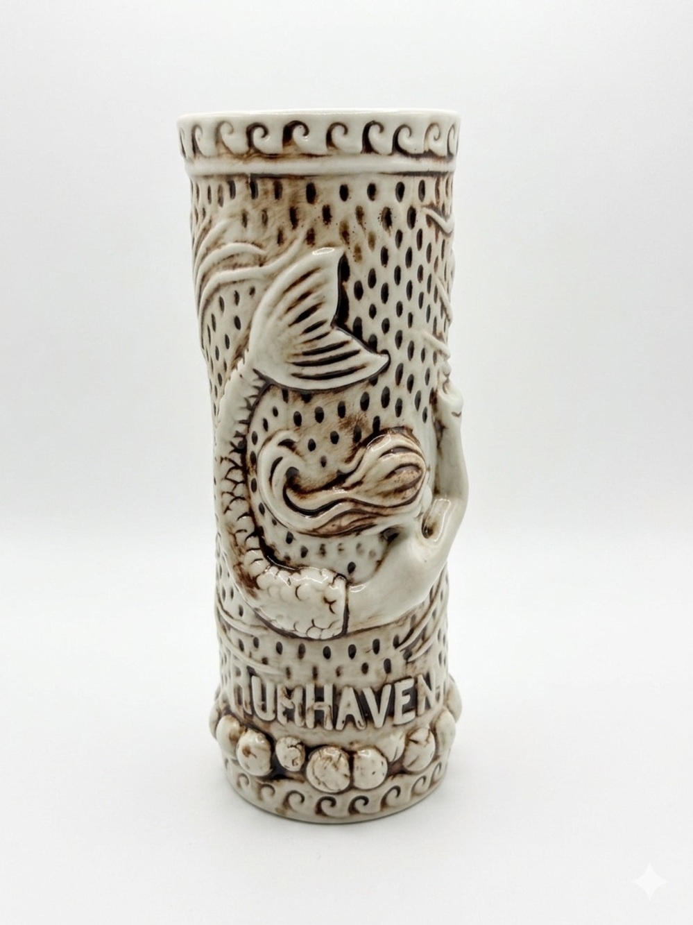 TikiRob RumHaven Mermaid Tiki Mug - White Ceramic Siren Cup